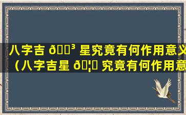 八字吉 🐳 星究竟有何作用意义（八字吉星 🦍 究竟有何作用意义呢）